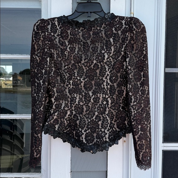 Cachet - Vintage Whimsygoth Black Fitted Lace Top - size 9/10 - Picture 3 of 9